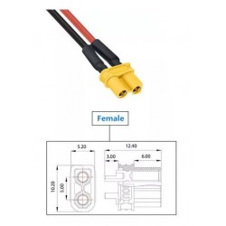 CONECTOR HEMBRA XT30U CABLE SILICONA