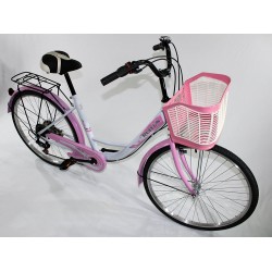 MX-03 - Bicileta Paseo Adulto tipo Holandes Rosa/Blanco